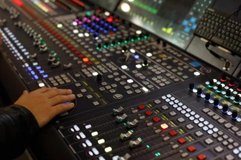 Digital audio production console Stock Photos