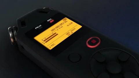 Digital audio recorder in recording function Video stock 138884295