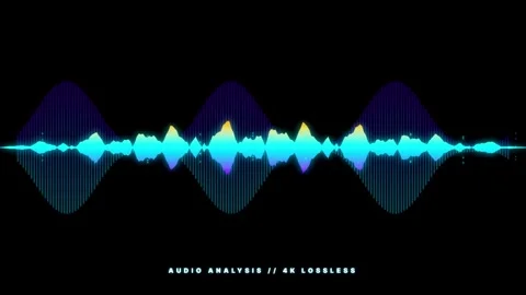 Digital Audio Spectrum Analyzer, Neon Cyan Purple Equalizer, Waveform Display Stockbeeldmateriaal 333323930