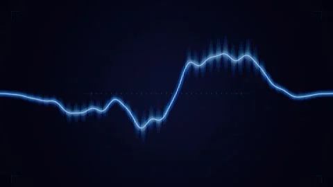 Digital audio wave oscillating on blue grid background in futuristic cinema.. Stock-Footage 346989070