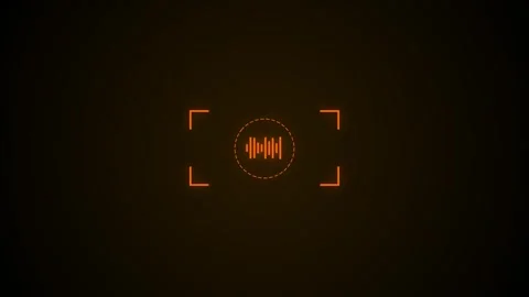 Digital audio waveform animation with focus brackets on dark background Stock Footage 346506634