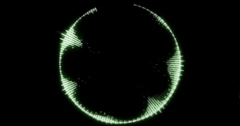 Digital audio waveform. Computer generated animation. Distorted into a Stock Footage 104367576