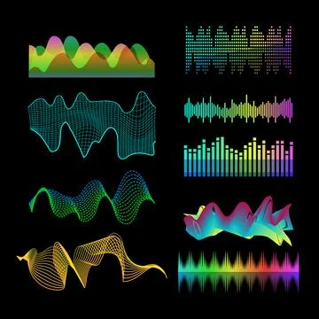 Digital audio waveform equalizer visualizing sound frequency Stock Illustration