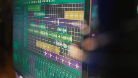Digital audio workstation software on computer at home studio used for music Stock Photos