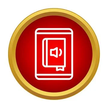 Digital audiobook reading application icon on red circle Stock Illustration