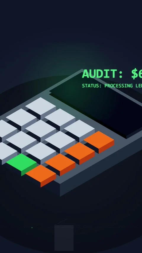 Digital Audit Interface: Processing Financial Data and System Status Update Stock Footage 344933331