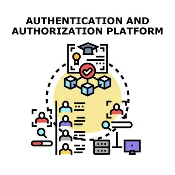Digital authentication and authorization platform managing user access Stock Illustration