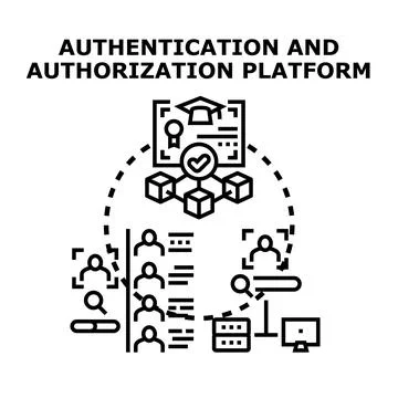 Digital authentication and authorization platform managing user access Stock Illustration