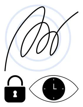 Digital authentication, online security, identity verification, time manageme Illustrazione stock