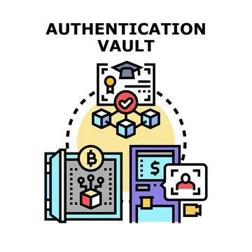 Digital authentication vault protecting data and financial assets Stock Illustration