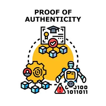 Digital authenticity proof blockchain system cybersecurity concept Stock Illustration
