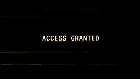 Digital authorization on black background. Access granted message Stock Footage 313370918