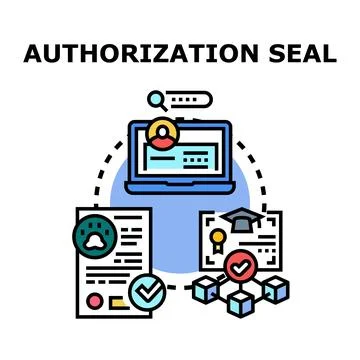 Digital authorization seal validating online certification process Stock Illustration