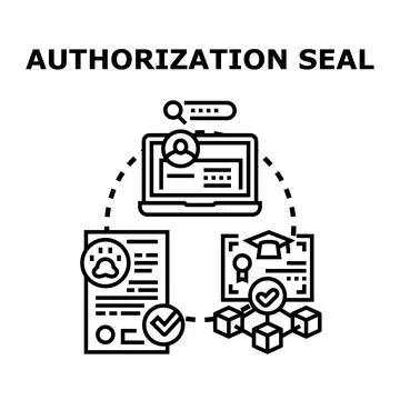 Digital authorization seal validating online certification process Stock Illustration
