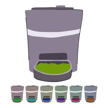 Digital automatic pet feeder vector cartoon graphic Stock Illustration