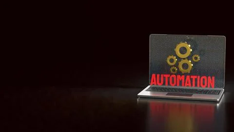 Digital Automation Technology Gear Interface 3d rendering.. Stock Illustration