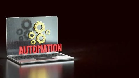 Digital Automation Technology Gear Interface 3d rendering.. Stockillustratie