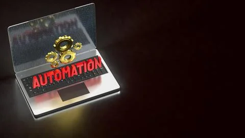 Digital Automation Technology Gear Interface 3d rendering.. Illustrazione stock