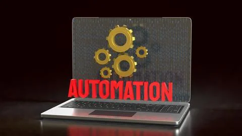 Digital Automation Technology Gear Interface 3d rendering.. Stock Illustration