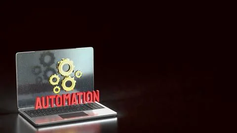 Digital Automation Technology Gear Interface 3d rendering.. Stockfoto's