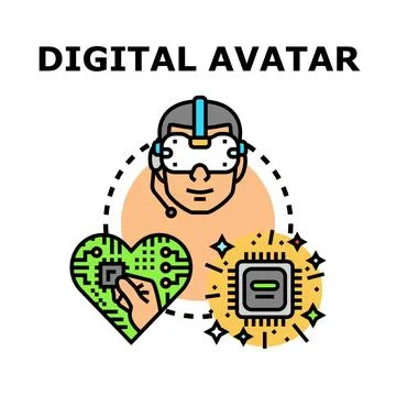 Digital avatar connecting reality with virtual experience Stock-Illustration