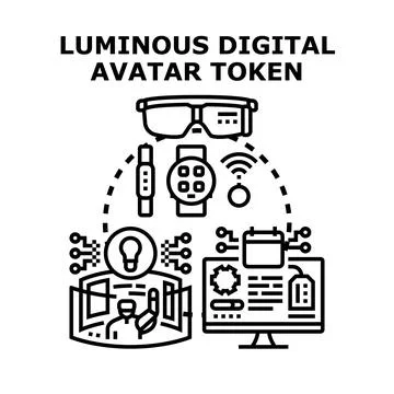 Digital avatar token creating virtual reality experiences Stock Illustration