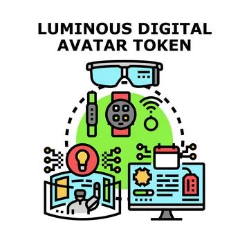 Digital avatar token creating virtual reality experiences Stock Illustration