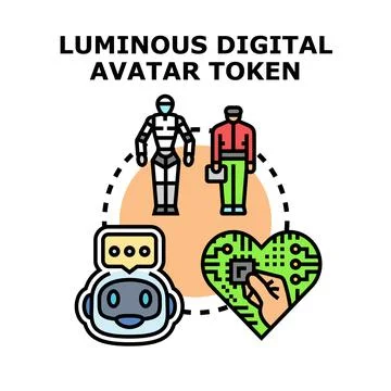 Digital avatar token identity virtual human concept 스톡 일러스트