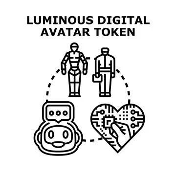 Digital avatar token identity virtual human concept Stock Illustration