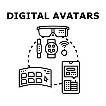 Digital avatars connecting virtual reality metaverse experience Illustrazione stock