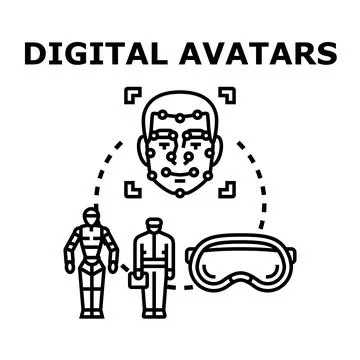 Digital avatars creating virtual reality experiences Stock Illustration
