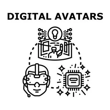 Digital avatars represent virtual identities Stock Illustration
