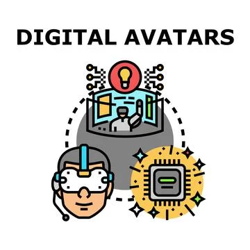 Digital avatars represent virtual identities Stock Illustration