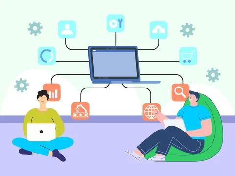Digital Backbone Concept Illustration Style Stock-Illustration