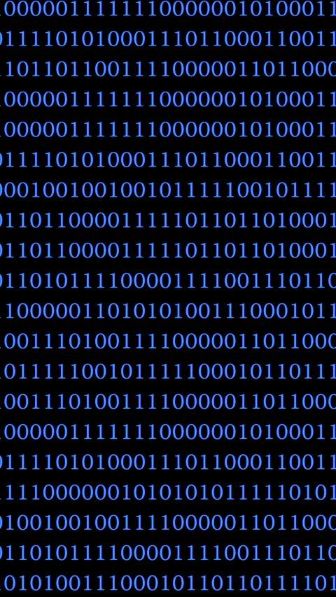 Digital backdrop featuring abstract binary code in a blue tonal scheme Video stock 335446309