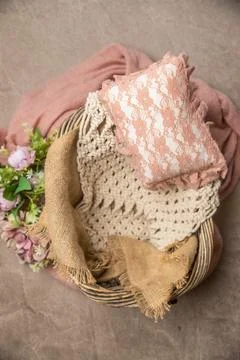 Digital backdrop or background for newborn baby photography, newborn photo setup Stock Photos