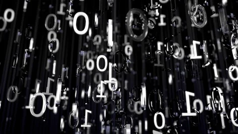 Digital Background with 0 and 1, loopable and with depth of field (3d rendering) Stock Footage 73802383