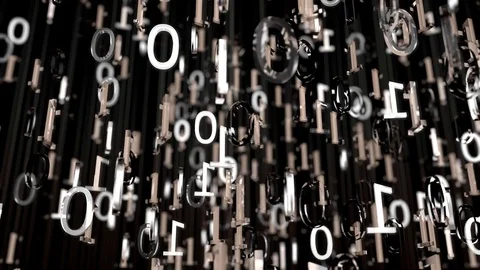 Digital Background with 0 and 1, loopable and with depth of field (3d rendering) Stock Footage 73802565