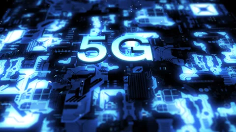 A digital background with 5g written on it. the concept of technology and com Stock Footage 168570773