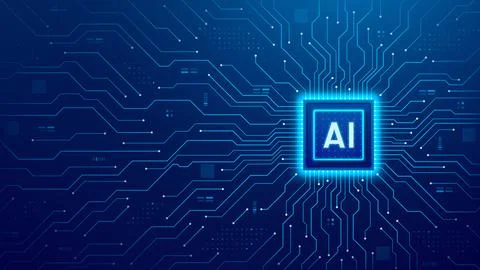 Digital background with AI chip concept Stock Illustration