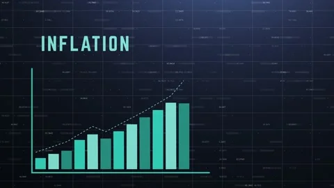 Digital background of bar chart representing inflation growth on trading board  Video stock 182372151