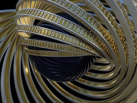 Digital background, binary technology concept. 3D Stock Illustration