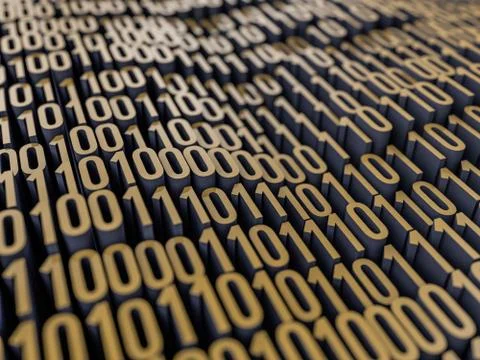 Digital background, binary technology concept. 3D Stockillustratie