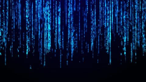 Digital background blue matrix. Coding or hacking concept. Flow of random num Stock Illustration