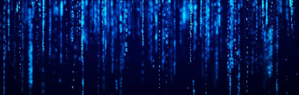 Digital background blue matrix. Coding or hacking concept. Flow of random n.. Stock Illustration