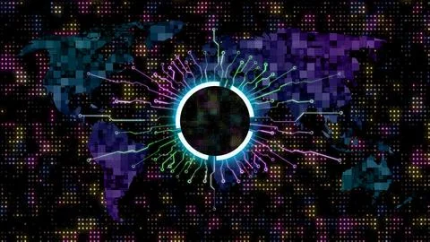 Digital background with bright circle Illustrazione stock