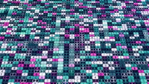 Digital background of changing numbers and letters. Animation. Multi-colored Stock Footage 149938331