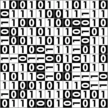 Digital background with computer thema, binary digit 1 a 0, color black and Stock Illustration