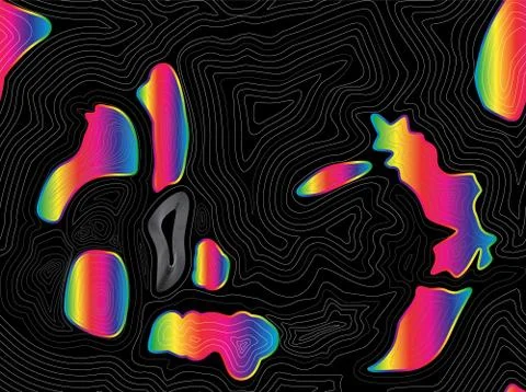 Digital background from curved lines. Vivid hologram. Bright iridescent color Stock Illustration