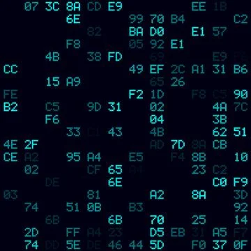 Digital background. Cyan sparse hexademical pairs background. Small sized s.. イラスト素材